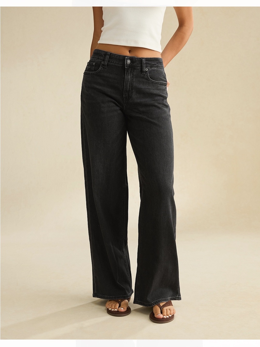 American Eagle Outfitters Black Wide Leg High-Rise Jeans